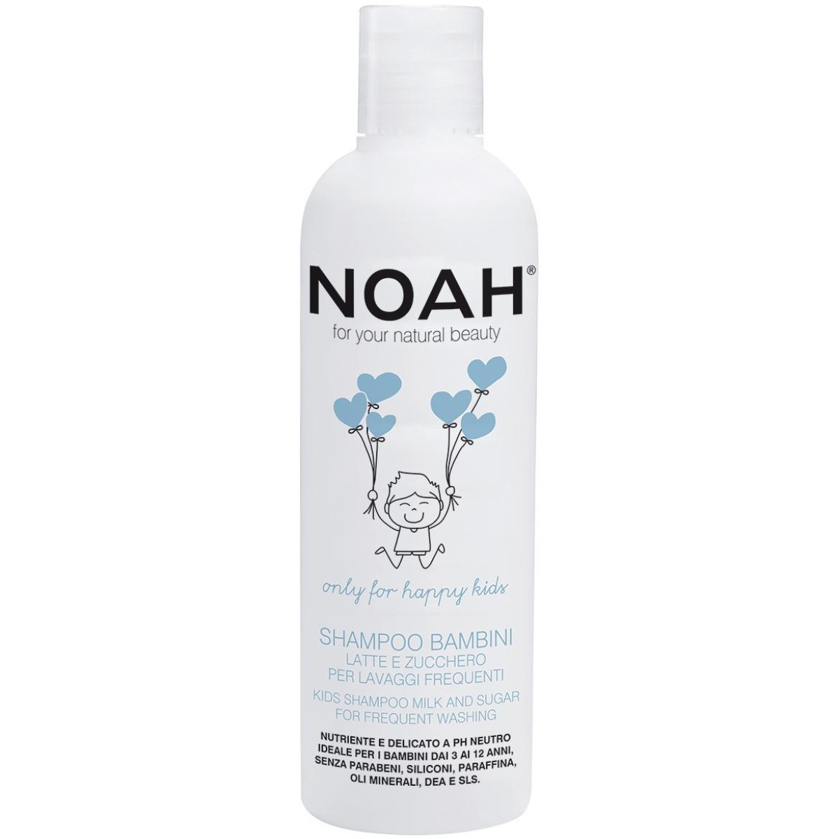 Noah Kids Shampoo Milk And Sugar For Frequent Washing Lasten ravitseva shampoo maidolla ja sokerilla tiheään käyttöön, 250 ml