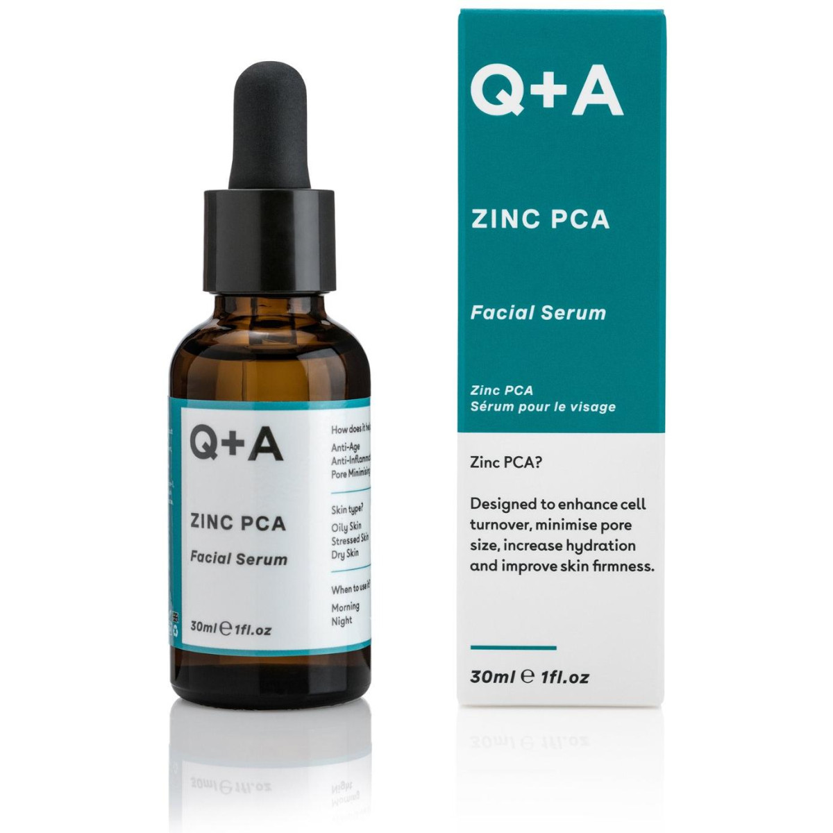 Q+A Zinc PCA Facial Serum Kasvojen seerumi, 30 ml