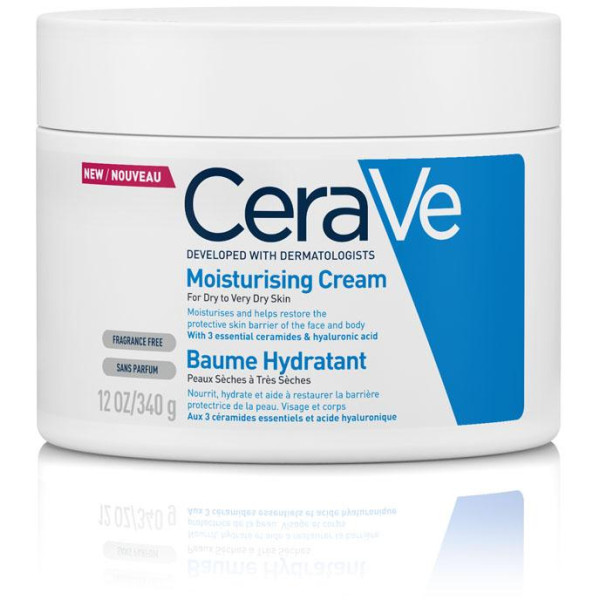 Cerave Moisturizing Cream kasvojen ja vartalon kosteuttava voide kuivalle iholle, 340 g