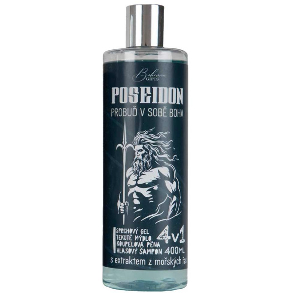 Bohemia Gifts POSEIDON miesten suihkugeeli, shampoo, vaahto ja saippua 4 in 1, 400 ml