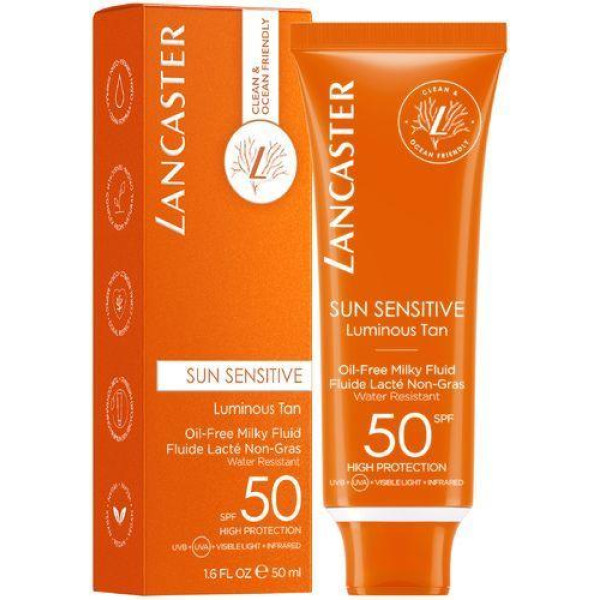 Lancaster Sun Sensitive Luminous Tan Oil-Free Milky Fluid SPF 50 suojaava fluidi auringolta, 50 ml