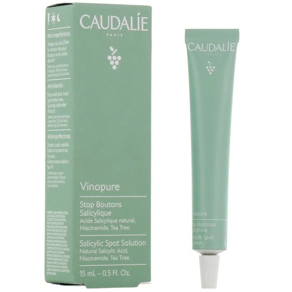 Caudalie Vinopure Salicylic Spot Solution tuote kasvoille aknea vastaan, 15 ml