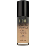 Milani Conceal + Perfect Liquid Foundation & Concealer 2-In-1 03 Light Beige, 30 ml